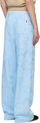 BAPE Blue Solid Camo Jacquard One Point Wide Lounge Pants