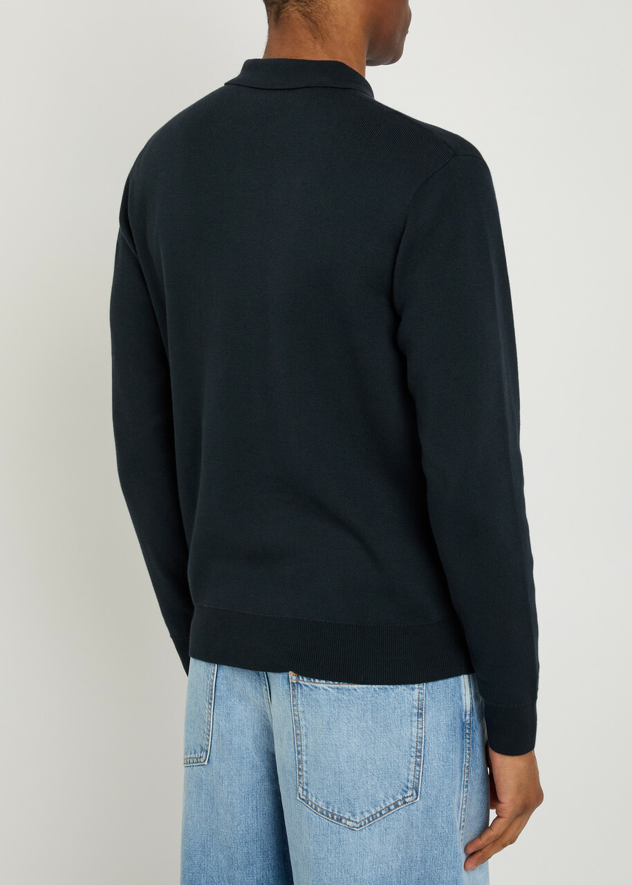 Fred Perry Logo-embroidered Fine-knit Cotton Jumper Navy