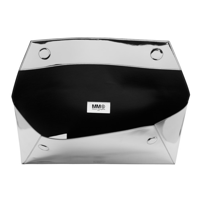 MM6 Maison Martin Margiela Silver Long Fold Over Clutch MM6