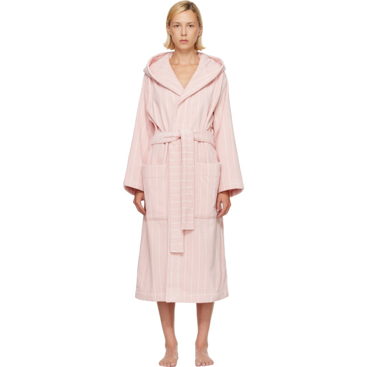 Photo: Tekla Pink & White Terry Hooded Bathrobe