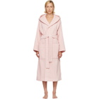 Tekla Pink & White Terry Hooded Bathrobe