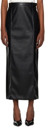 Esse Studios Black Classico Faux-Leather Midi Skirt