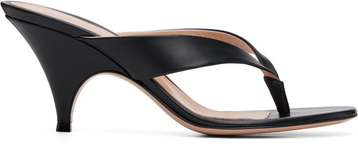 Photo: Gianvito Rossi Black Sofia Thong Heeled Sandals