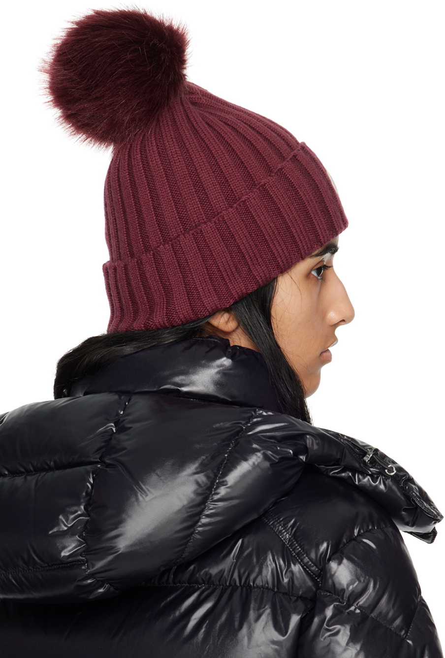 Moncler Burgundy Pom Pom Beanie Moncler display picture 1