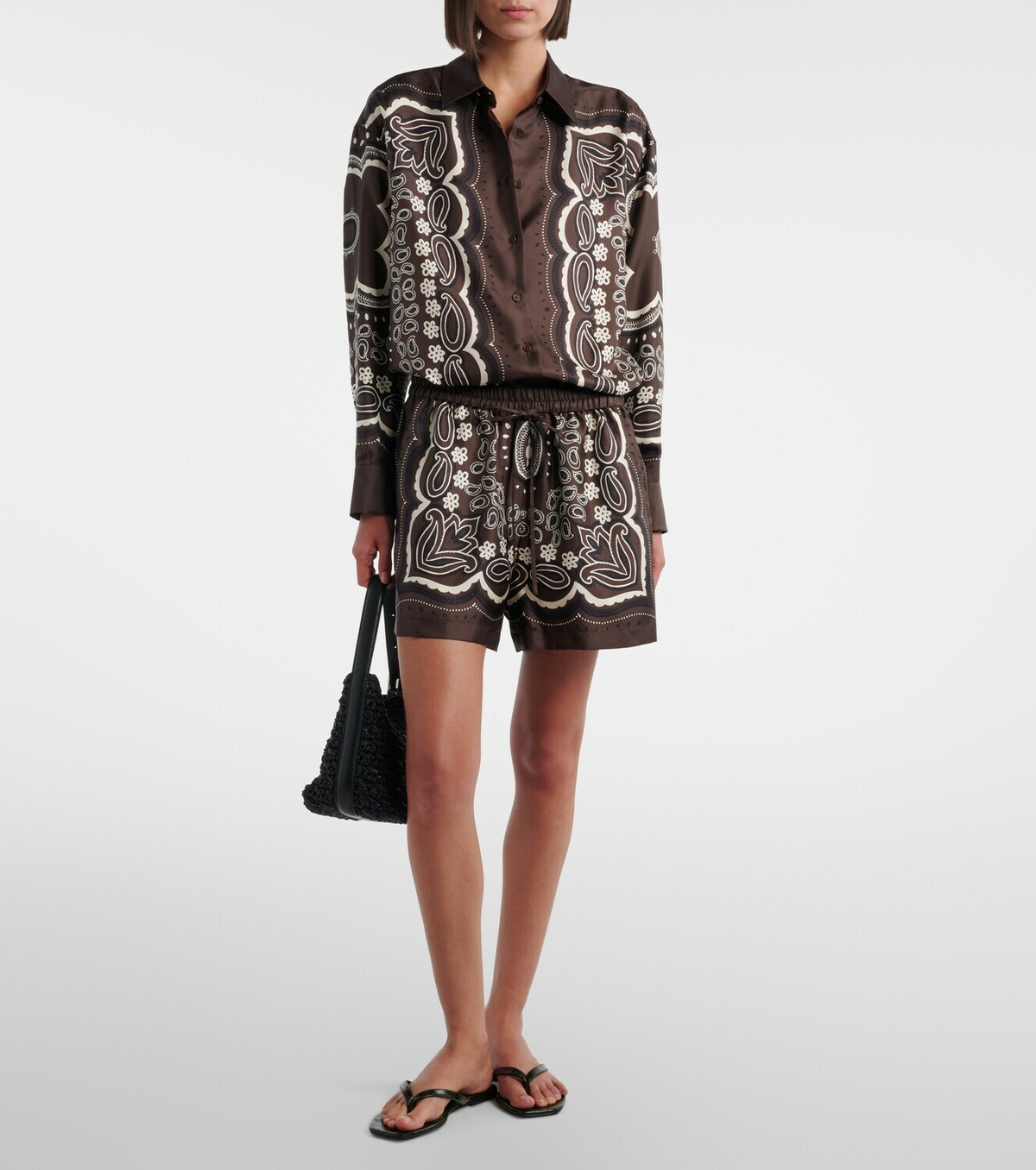 Nili Lotan Alfie printed silk twill shirt