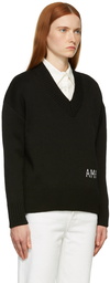 AMI Alexandre Mattiussi Black Knit Oversize V-Neck Sweater