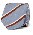 Bigi - 8cm Striped Silk and Linen-Blend Tie - Blue