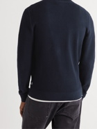 HUGO BOSS - Birdseye Cotton Zip-Up Sweater - Blue