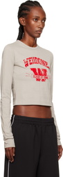 We11done Taupe '11' Print Long-Sleeve T-shirt