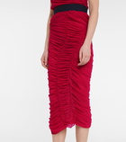 Dries Van Noten - Ruched mesh midi skirt