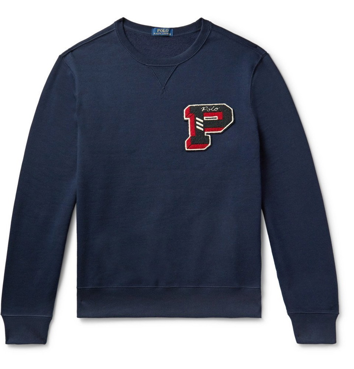 Photo: Polo Ralph Lauren - Appliquéd Fleece-Back Cotton-Blend Jersey Sweatshirt - Men - Navy