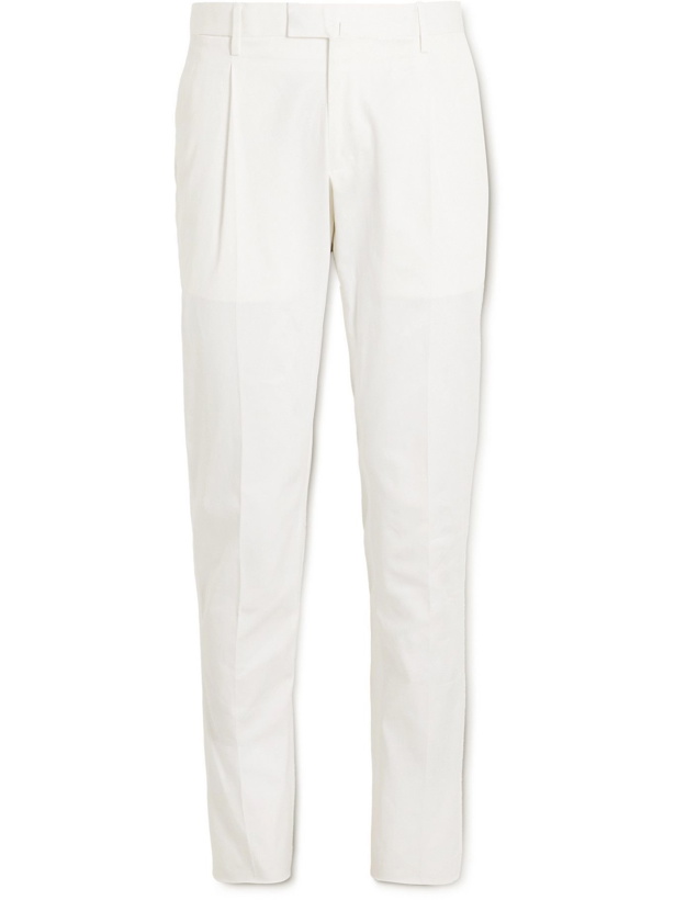 Photo: THOM SWEENEY - Tapered Cotton-Blend Twill Chinos - White