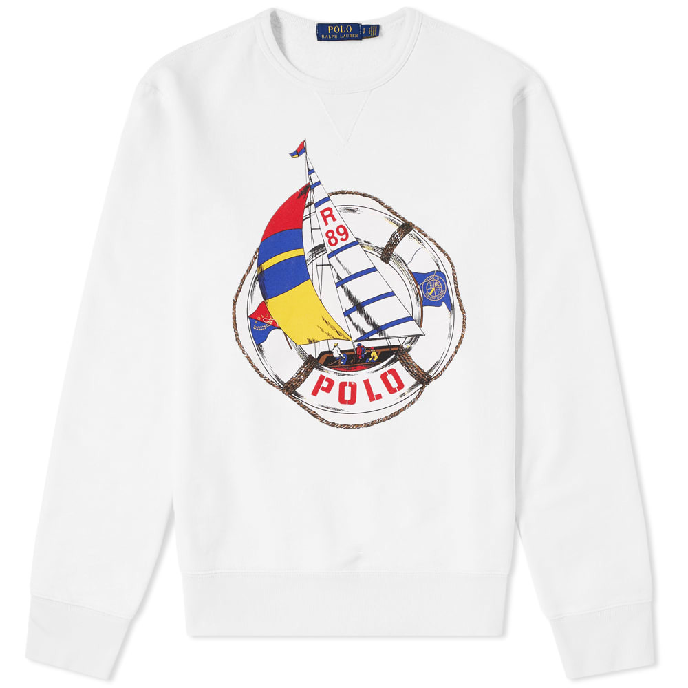 Polo Ralph Lauren Americas Cup Sailboat Print Crew Sweat White