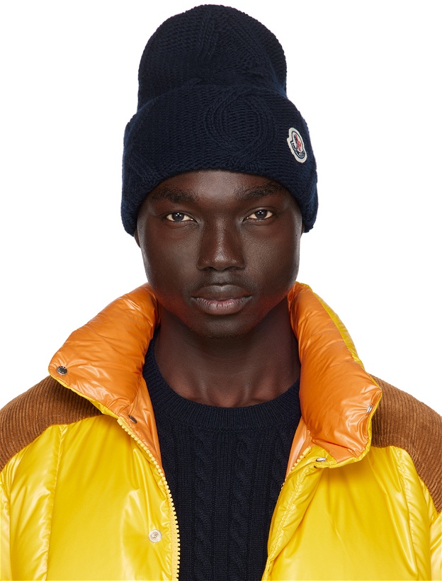 Photo: Moncler Navy Patch Beanie