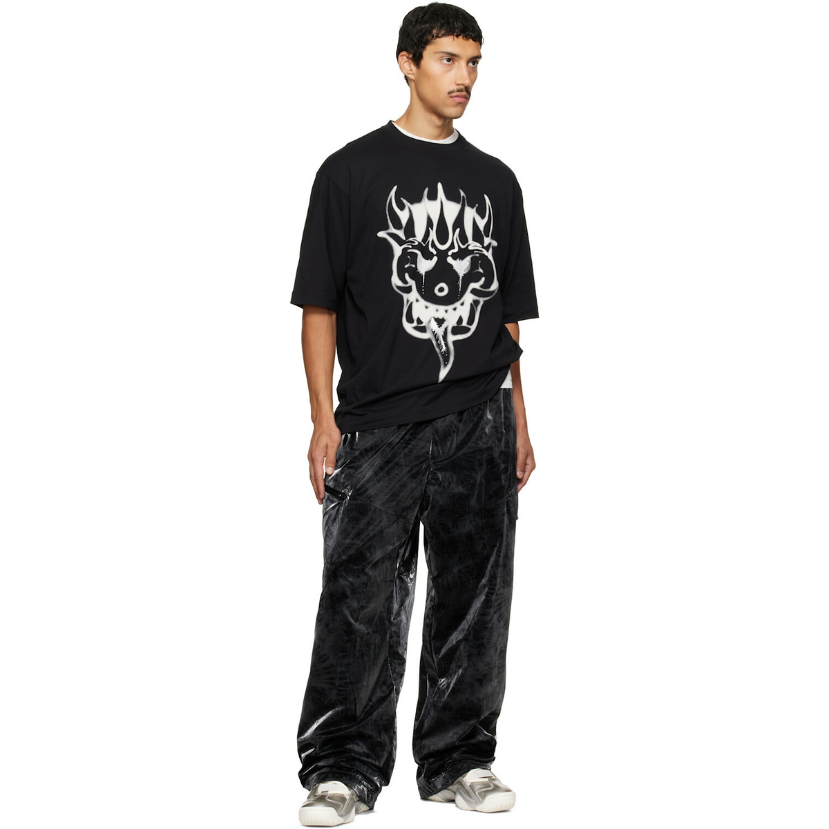 Y-3 Black Marble Nylon Tapered Cargo Pants