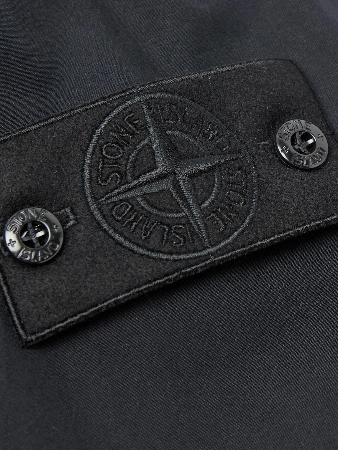 Stone Island - Ghost Logo-Appliquéd Organic Cotton-Canvas Trench Coat - Black