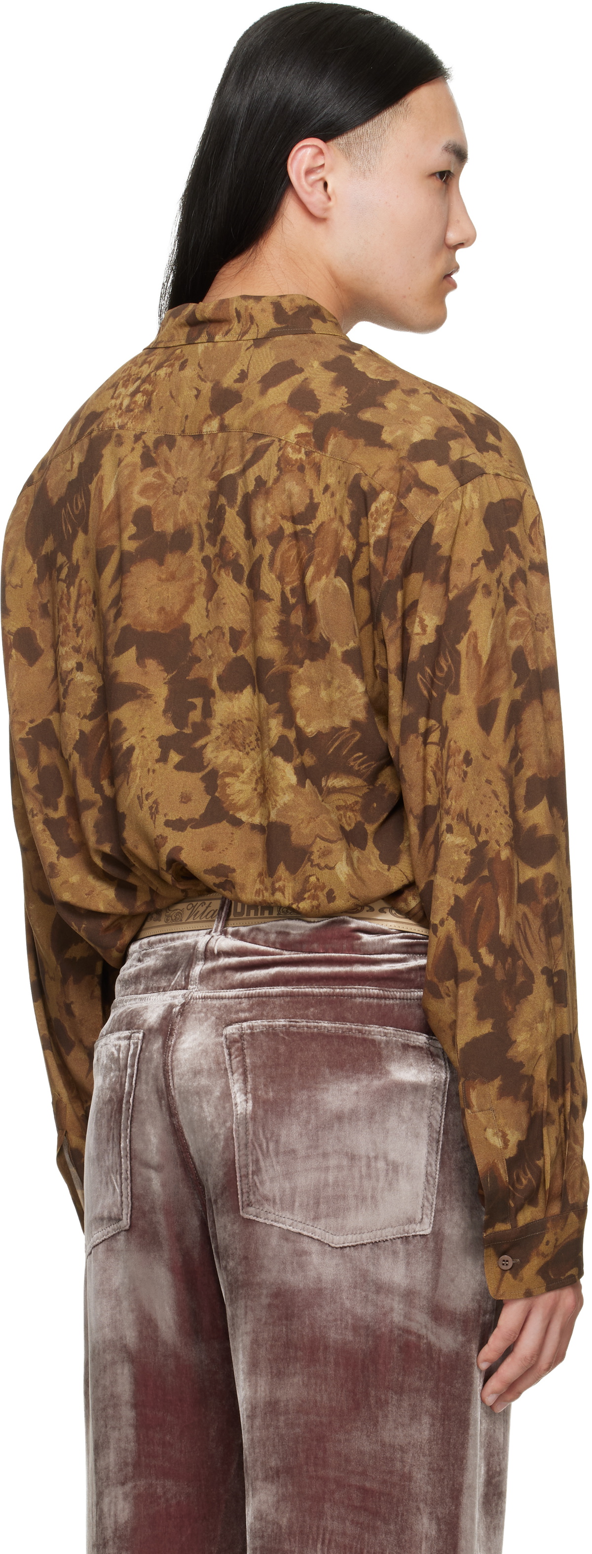 Magliano Brown Dried Flowers Long Sleeve Shirt