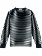 Mr P. - Striped Waffle-Knit Cotton Sweater - Blue