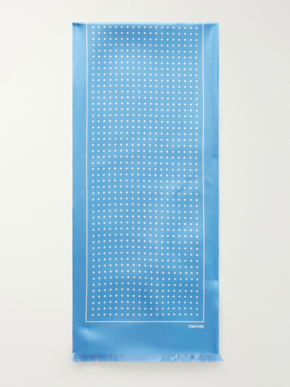 TOM FORD - Polka-Dot Silk-Satin Scarf - Blue