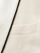 Brunello Cucinelli - Satin-Trimmed Silk-Twill Tuxedo Jacket - Neutrals