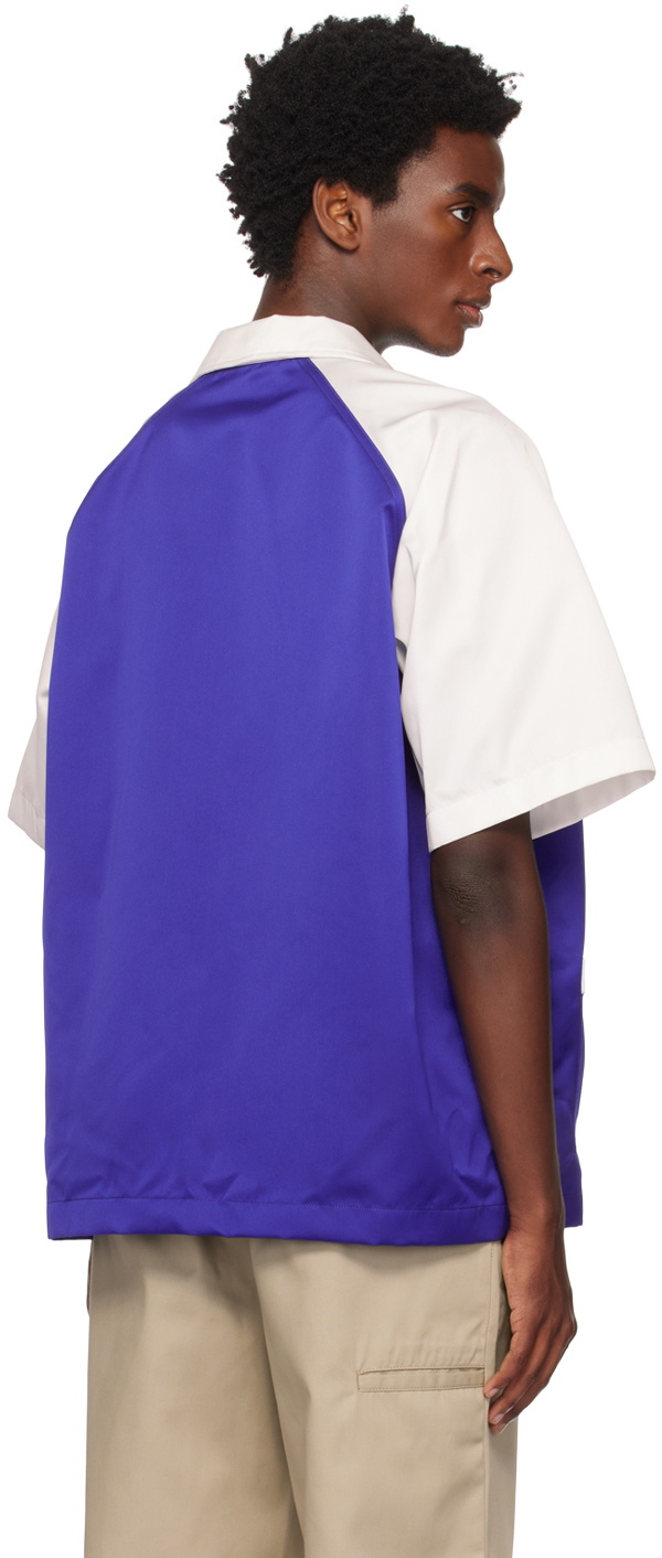 Palm Angels Blue Bowling Shirt