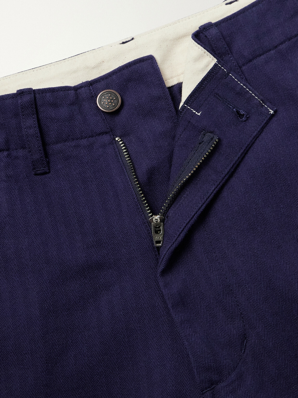 Beams Plus - Straight-Leg Herringbone Cotton Trousers - Blue