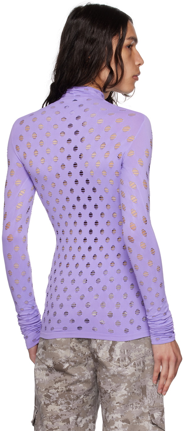 Maisie Wilen Purple Perforated Turtleneck