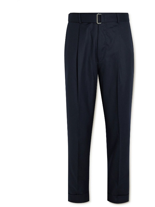 Photo: Officine Générale - Hugo Straight-Leg Belted Wool Trousers - Blue