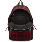 Saint Laurent Black and Red Tartan City Backpack