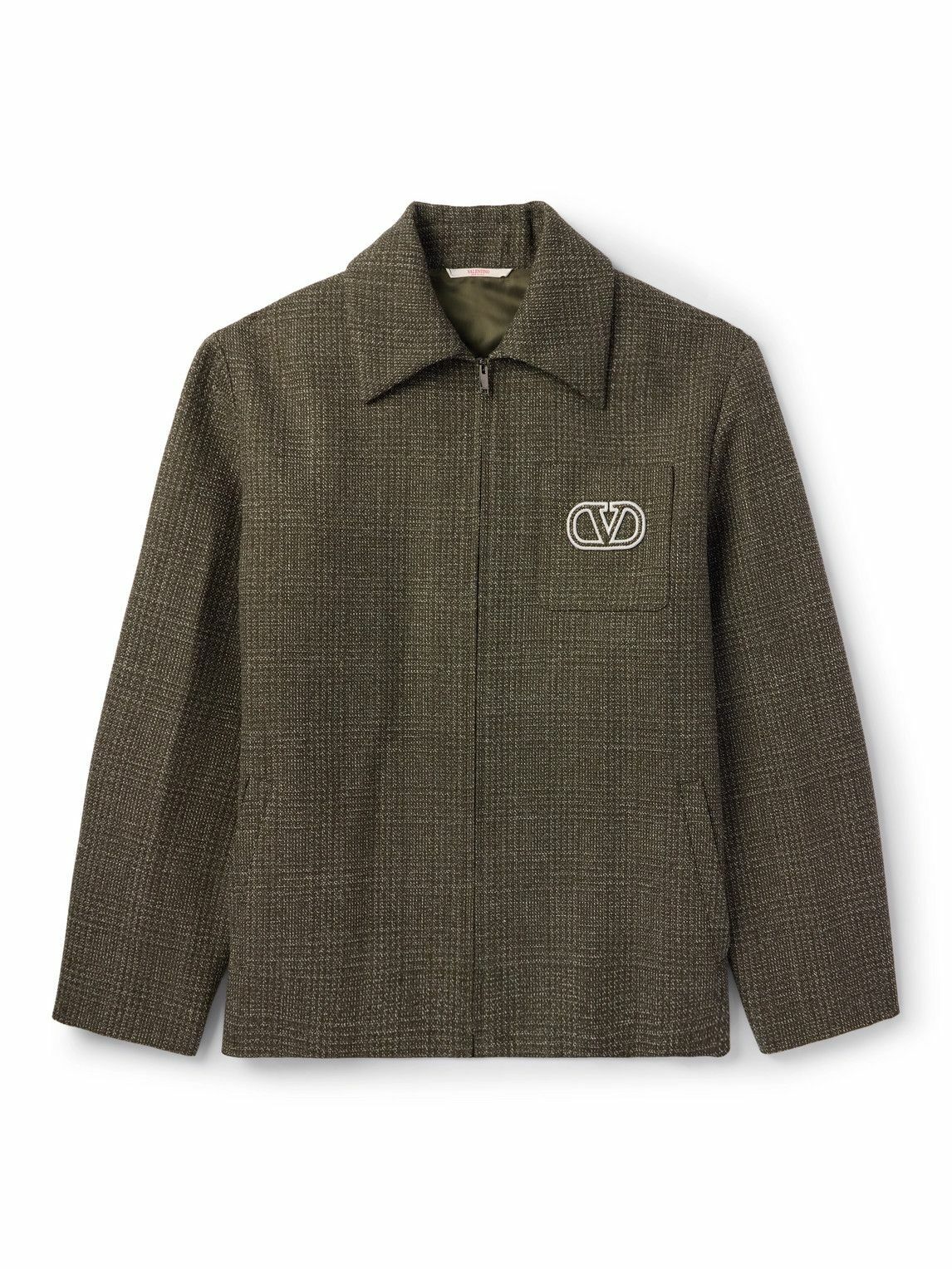 Valentino Garavani - Logo-Embroidered Checked Wool and