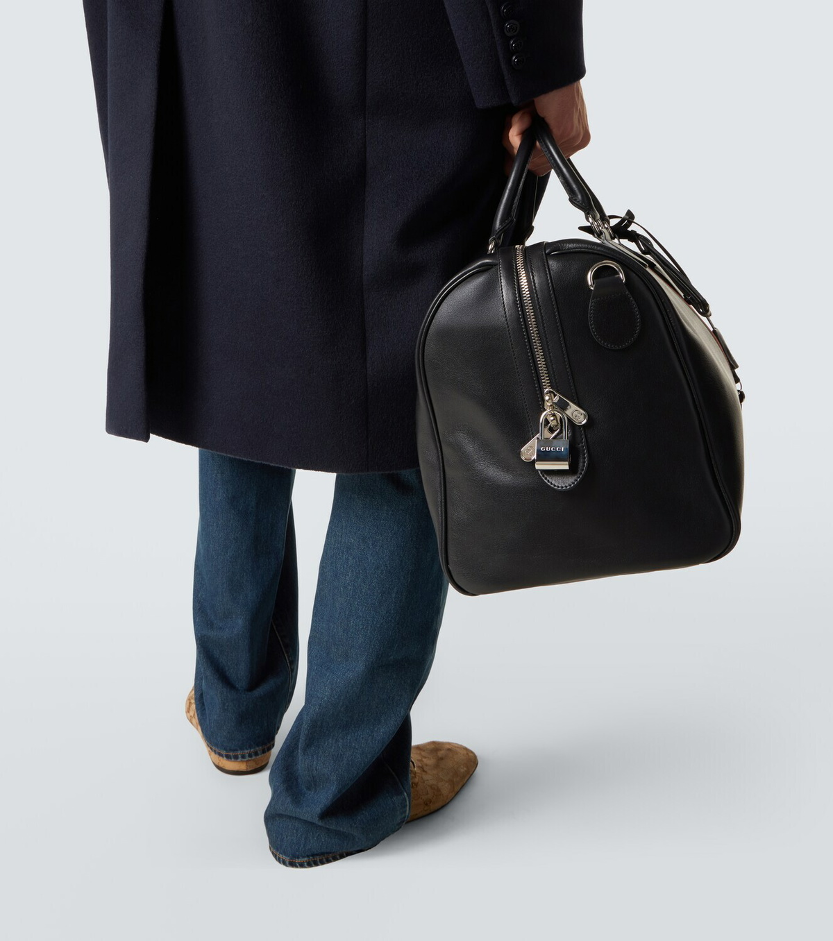 Gucci Web Trademark Medium leather duffel bag