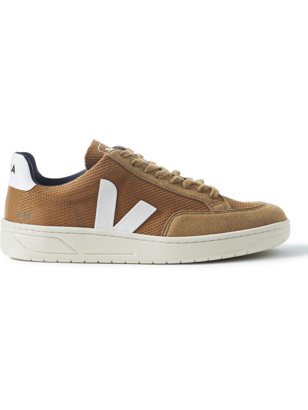 Photo: Veja - V-12 Vegan Suede-Trimmed B-Mesh Sneakers - Brown