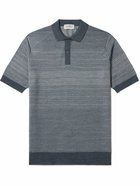 John Smedley - Jacquard-Knit Merino Wool Polo Shirt - Gray