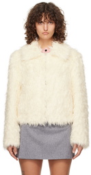 MSGM Off-White Hook-Eye Faux-Fur Jacket