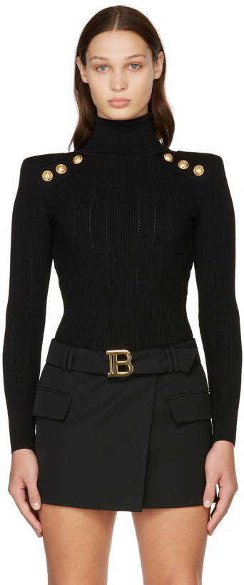 Photo: Balmain Black Logo Belted Miniskirt