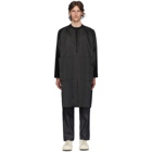 132 5. ISSEY MIYAKE Black and Grey Stitched Flat Coat