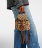 Gucci Bamboo Medium leather-trimmed canvas backpack