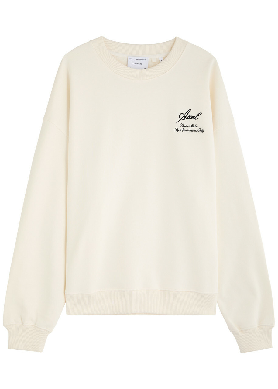 Axel Arigato Atelier Logo-embroidered Cotton Sweatshirt Off White
