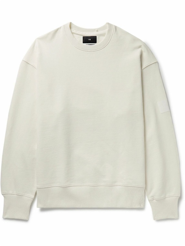 Photo: Y-3 - Oversized Logo-Appliquéd Organic Cotton-Jersey Sweatshirt - Neutrals