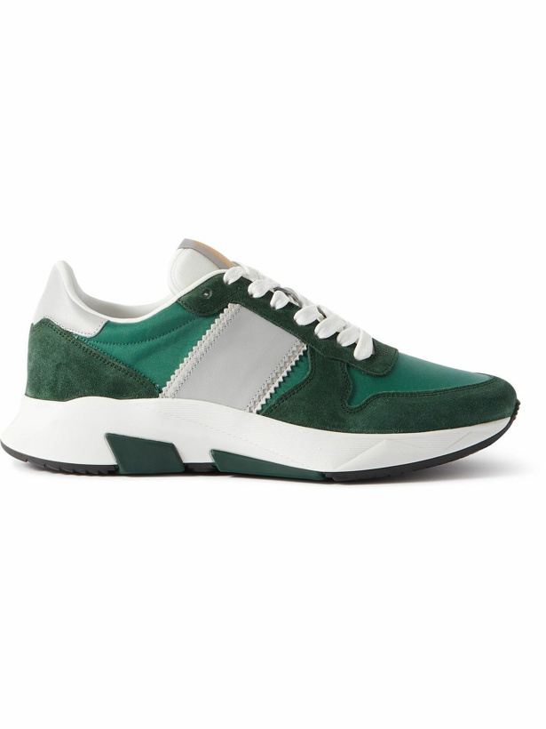 Photo: TOM FORD - Jagga Leather-Trimmed Nylon and Suede Sneakers - Green