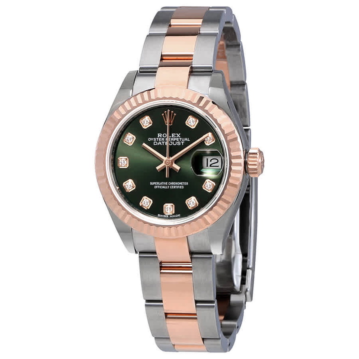 Photo: Rolex Oyster Perpetual Datejust Olive Green Diamond Dial Ladies Oyster Watch 279171ODO