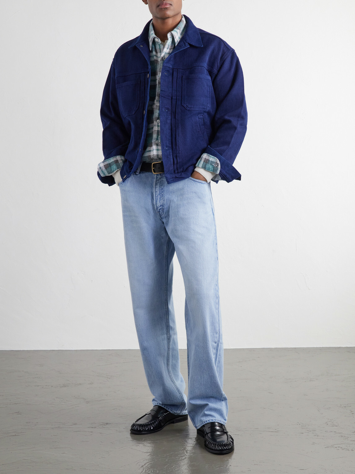 Blue Blue Japan - Sashiko-Cotton Jacket - Blue
