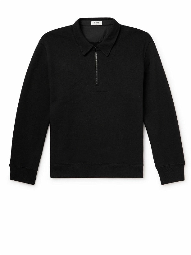 Photo: Theory - Lucas Ossendrijver Cotton-Jersey Half-Zip Sweatshirt - Black