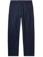 Blue Blue Japan - Tapered Pleated Indigo-Dyed Cotton-Gabardine Trousers - Blue