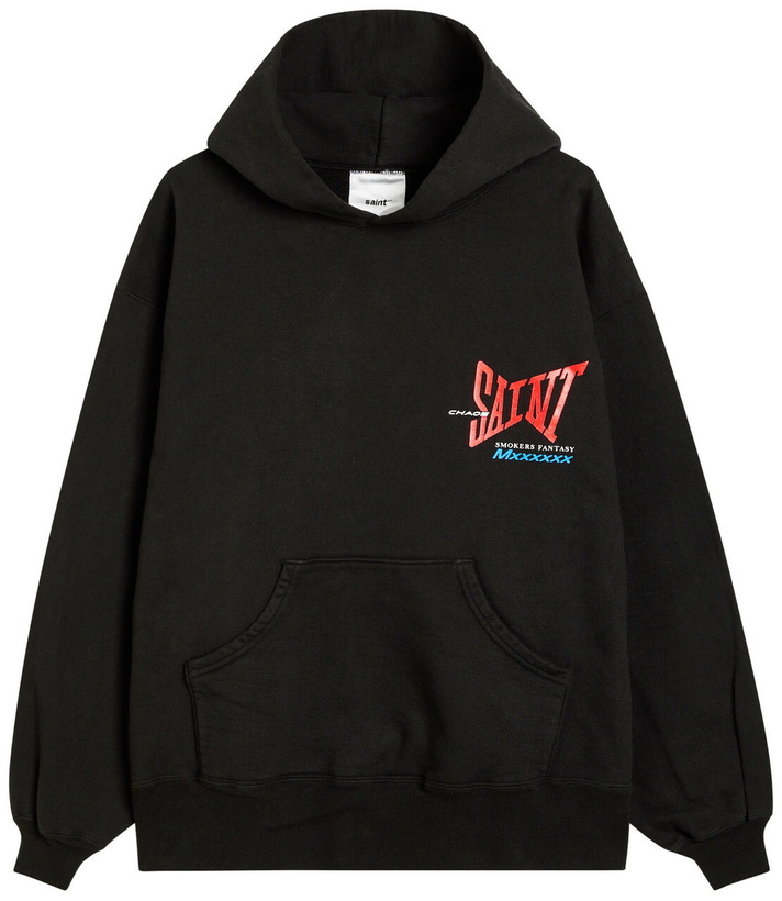 Photo: Saint Mxxxxxx Logo-print Hooded Cotton Sweatshirt Black