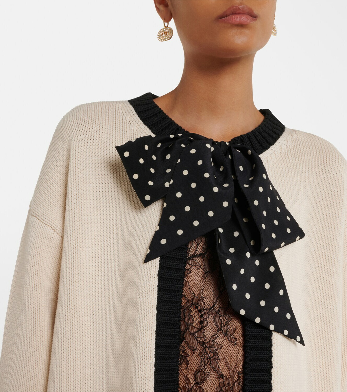 Valentino Bow-detail cotton-blend cardigan