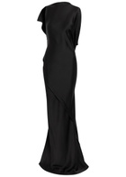 Victoria Beckham Kira Draped Satin-crepe Gown Black