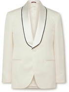 Brunello Cucinelli - Satin-Trimmed Silk-Twill Tuxedo Jacket - Neutrals
