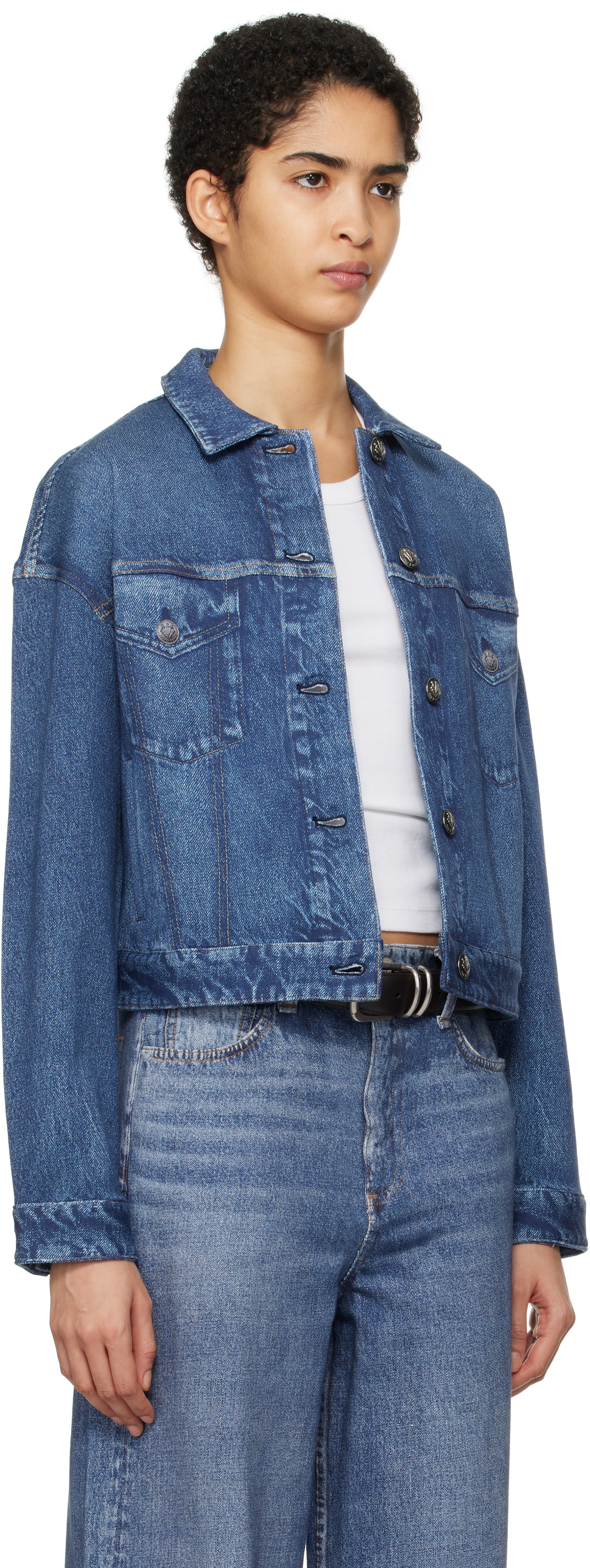 rag & bone Blue Miramar Fleece Trucker Jacket