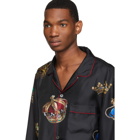 Dolce and Gabbana Black Silk Crown Pyjama Shirt